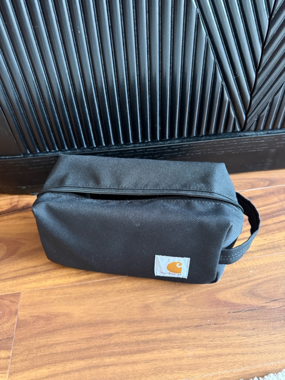 Carhartt Black Canvas Toiletry Bag with Logo Patch
